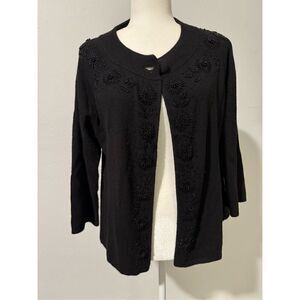 Talbots black breaded Lambswool blend cardigan sweater L